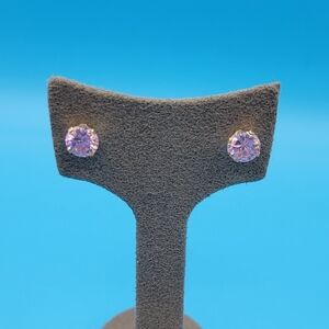 Vintage 14k Yellow Gold Light Pink Stud Earrings